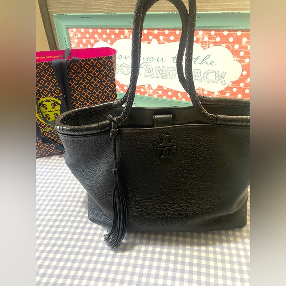 TORY BURCH XL IMPERIAL BLACK RAYLOR TOTE - Picture 2 of 16